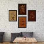 Quadros Cantinho do Café Moldura Preta 22x32cm Kit 4un