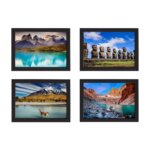 Quadros Paisagens Chile kit 4un Moldura Preta 33x43cm