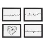 Quadros Frase Para Todo o Sempre 4un Moldura Preta 33x43cm