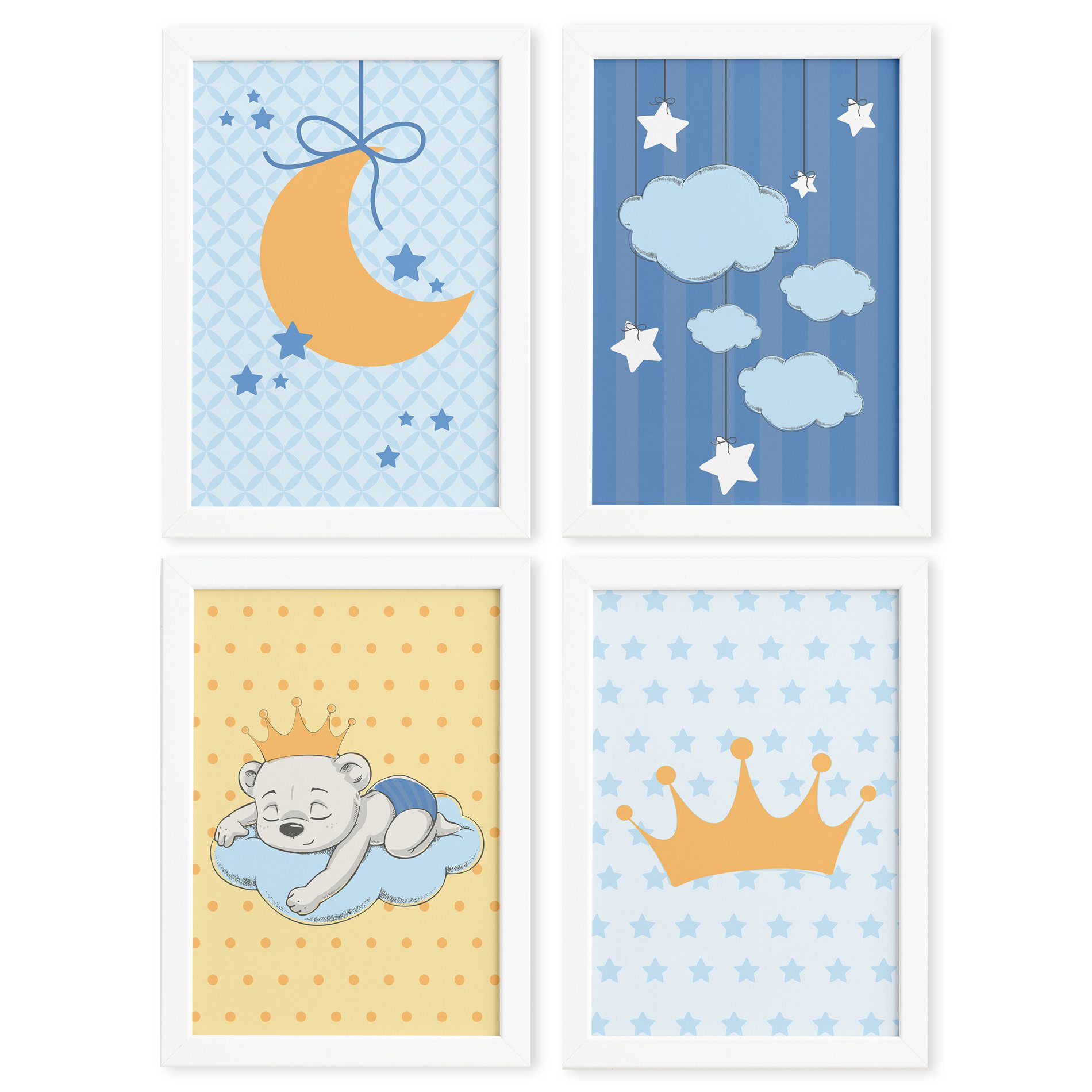 Quadros Ursinho Príncipe Moldura Branca