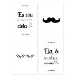Placas Decorativas MDF Carinhosas Valentines 30x40cm Kit 4un
