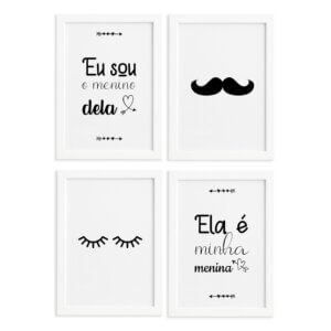 Quadros Frases Namoro Moldura Branca 