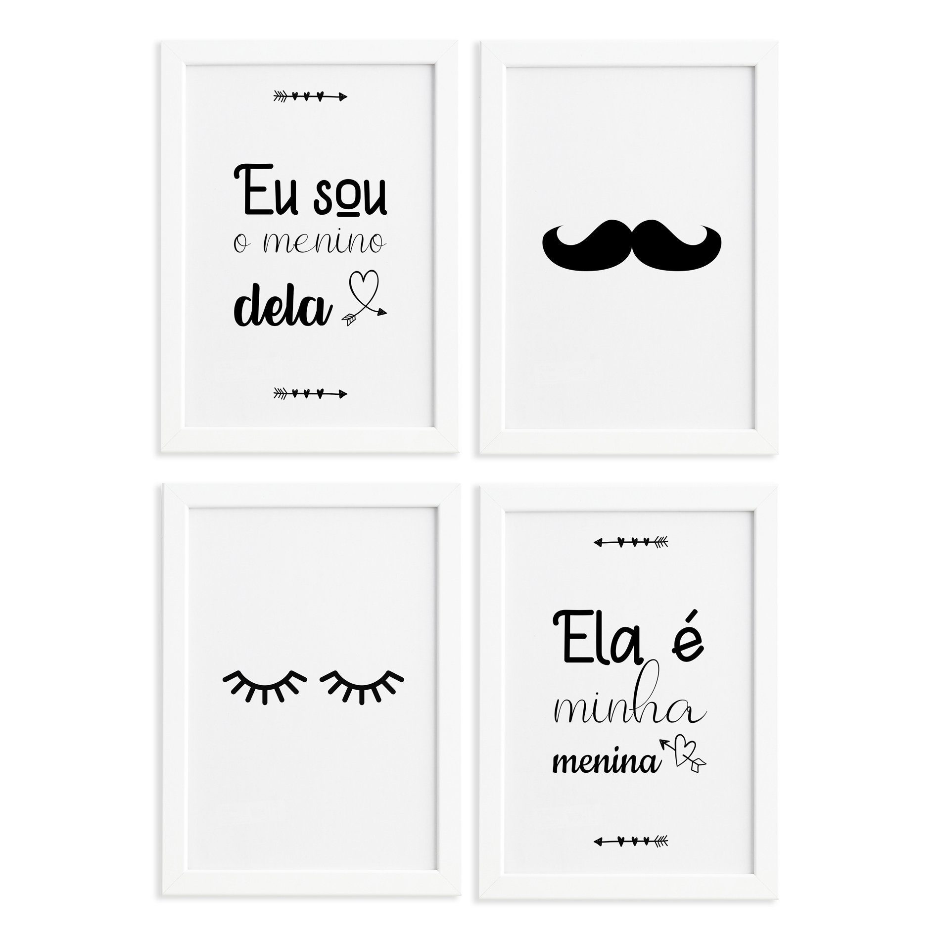 Quadros Frases Namoro Moldura Branca 