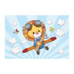 Placa Decorativa Infantil Leão Baby Piloto 20x30cm
