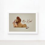 Quadro Decorativo Leão Be Kind Mold Branca 22x32cm