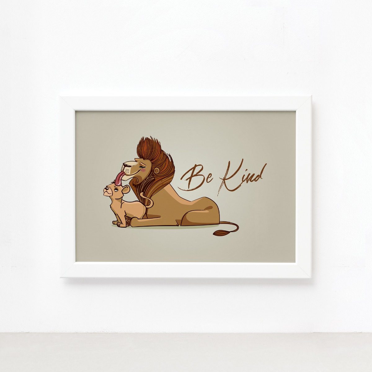 Quadro Decorativo Leão Be Kind Mold Branca 22x32cm