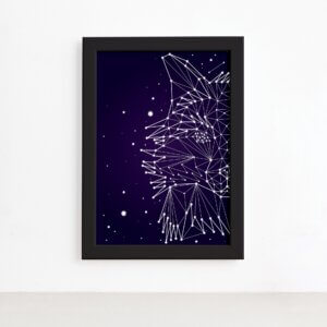 Quadro Constelação Lobo Moldura Preta 22x32cm,Quadro Constelação Lobo Moldura Preta 22x32cm