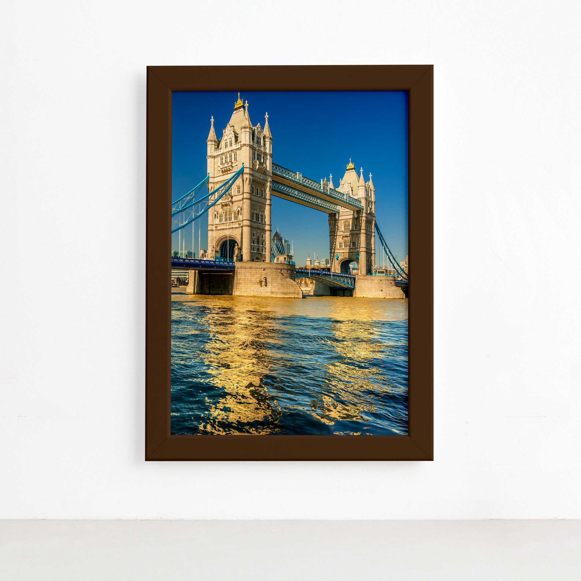 Quadro Cidades Londres Tower Bridge Moldura Marrom 22x32cm,Quadro Cidades Londres Tower Bridge Moldura Marrom 22x32cm