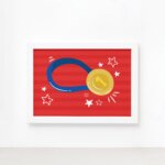 Quadro Futebol Kids Medalha Moldura Branca 22x32cm