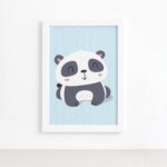 Quadro Animais Panda Deitado Moldura Branca 22x32cm