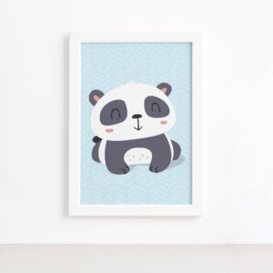 Quadro Animais Panda Deitado Moldura Branca 22x32cm,Quadro Animais Panda Deitado Moldura Branca 22x32cm