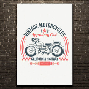 Placa Decorativa MDF Vintage Moto Club 30x40