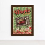 Quadro Vintage Cinema Movie Festival Moldura Marrom 22x32cm