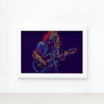 Quadro Música Guitarra Rock Moldura Branca 22x32cm