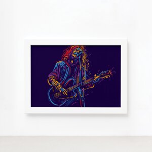 Quadro Música Guitarrista 01 Moldura Branca 22x32cm,Quadro Música Guitarrista 01 Moldura Branca 22x32cm