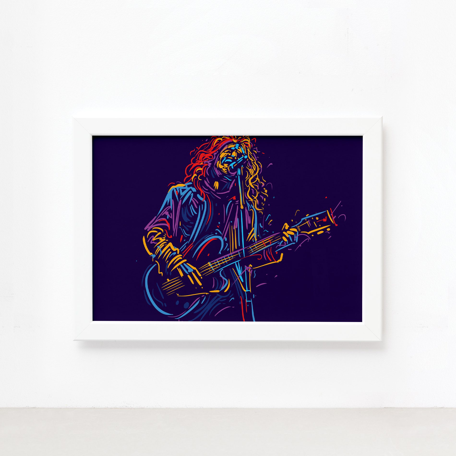 Quadro Música Guitarrista 01 Moldura Branca 22x32cm,Quadro Música Guitarrista 01 Moldura Branca 22x32cm