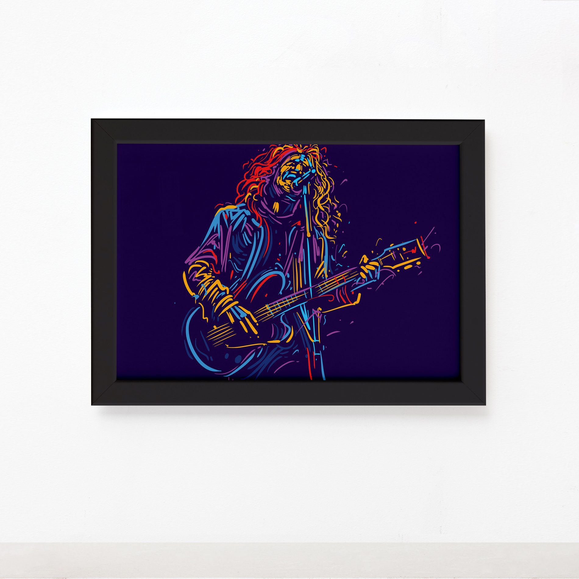 Quadro Música Guitarrista 01 Moldura Preta 33x43cm