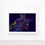 Quadro Músico Tocando Guitarra Moldura Branca 22x32cm