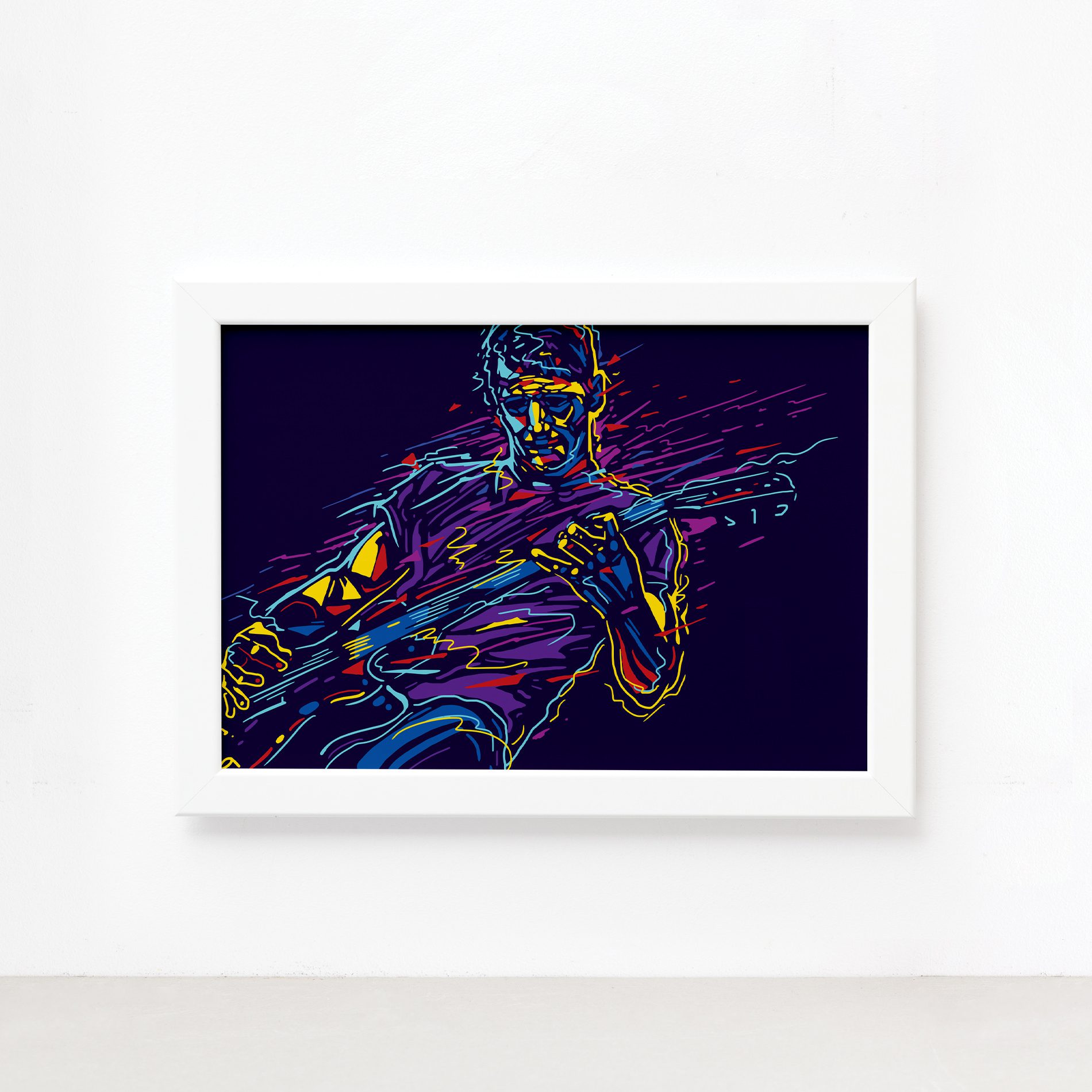 Quadro Música Guitarrista 02 Moldura Branca 22x32cm,Quadro Música Guitarrista 02 Moldura Branca 22x32cm