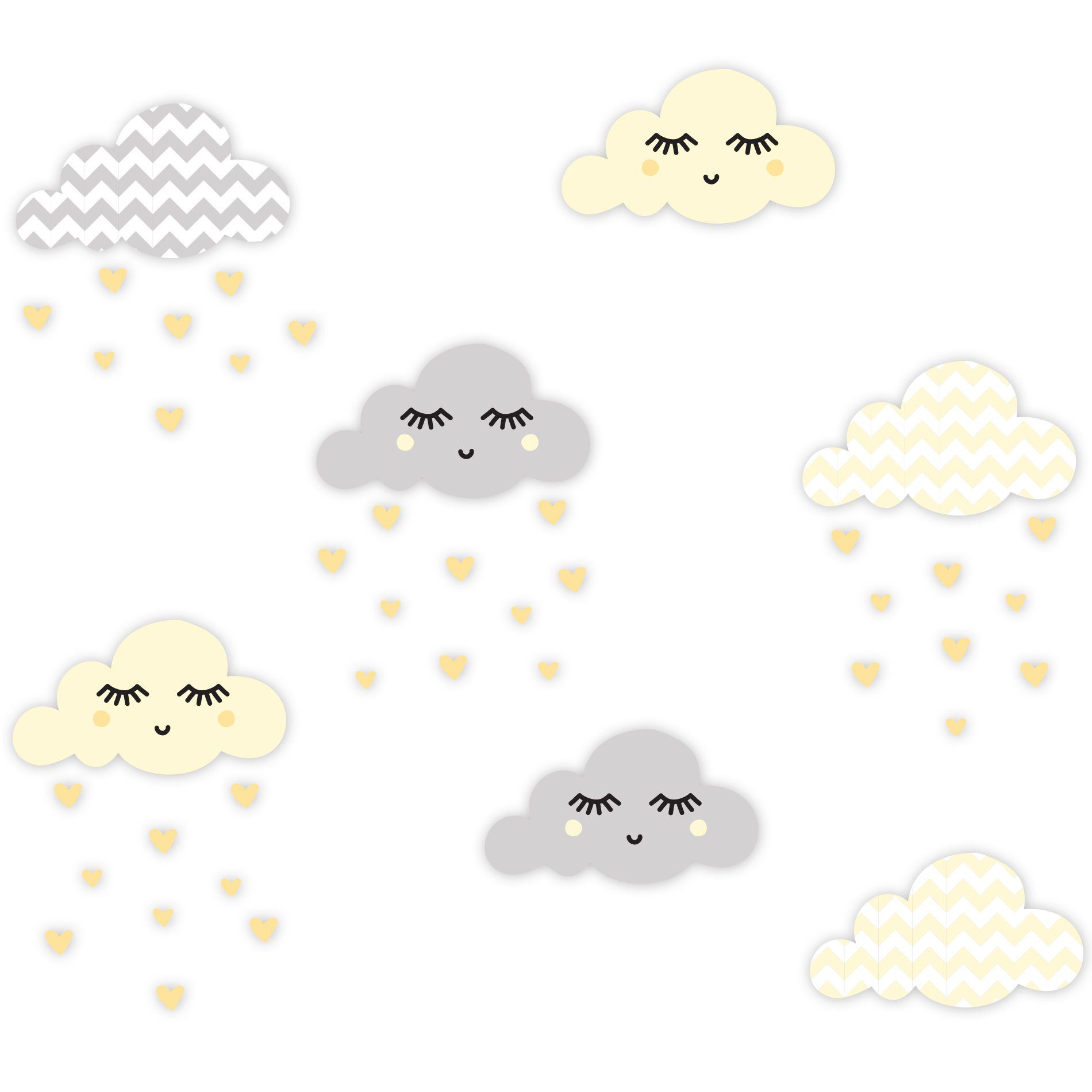 Adesivo de Parede Nuvens Chevron Amarelo