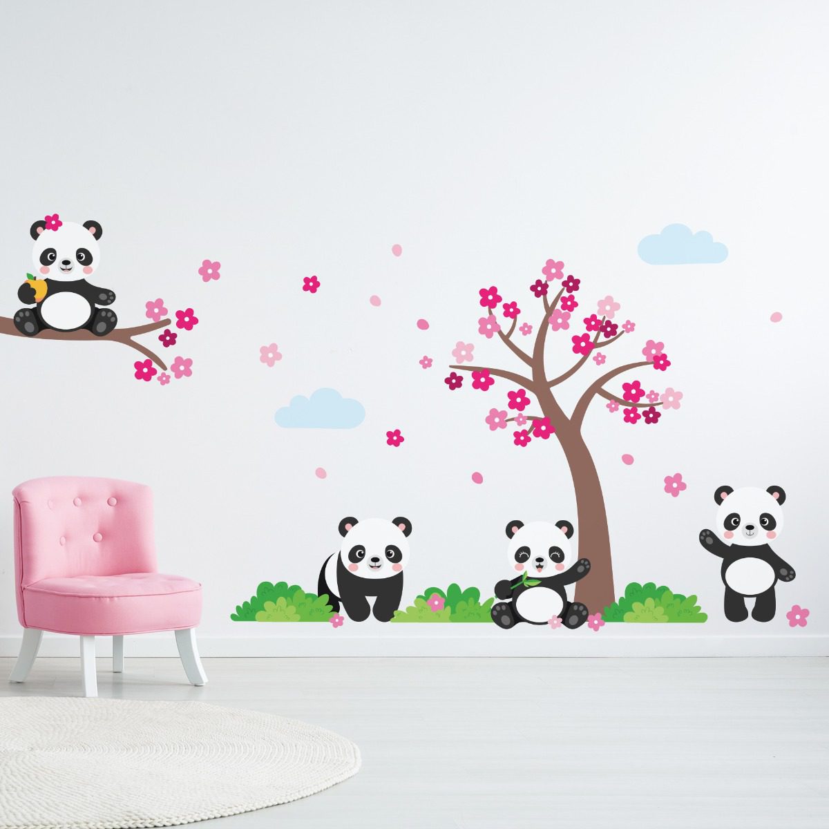 Adesivo de Parede Pandas e Árvore