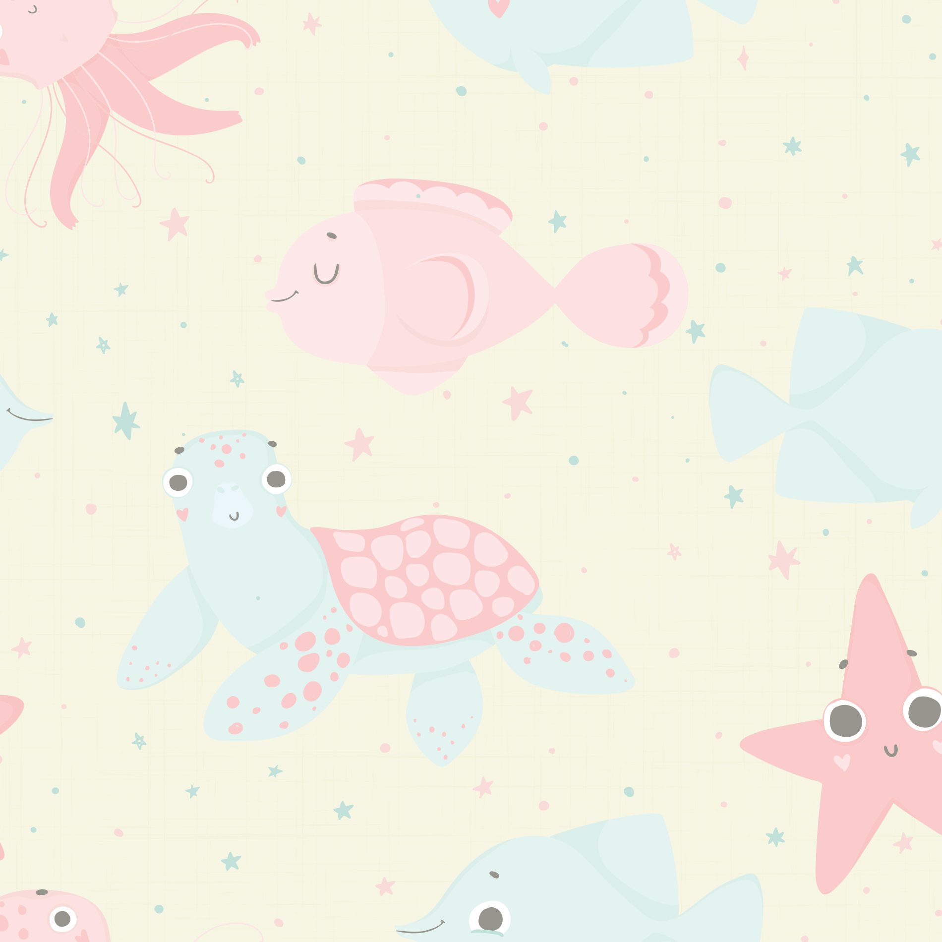 Papel de Parede Fundo do Mar para Quarto de Bebê