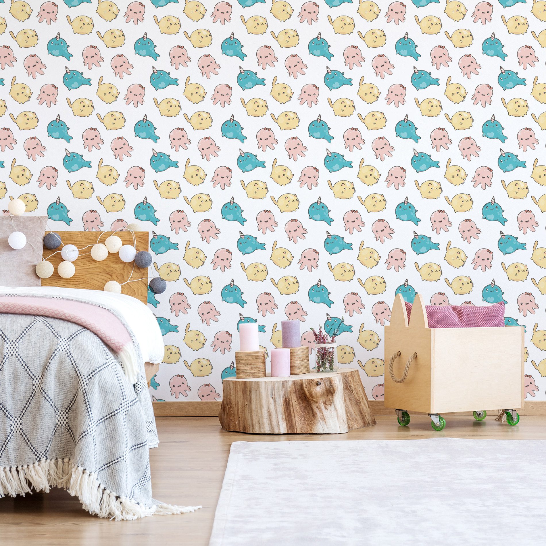 Papel de Parede Animais Kawaii Infantil 57x270cm,Papel de Parede Animais Kawaii Infantil 57x270cm