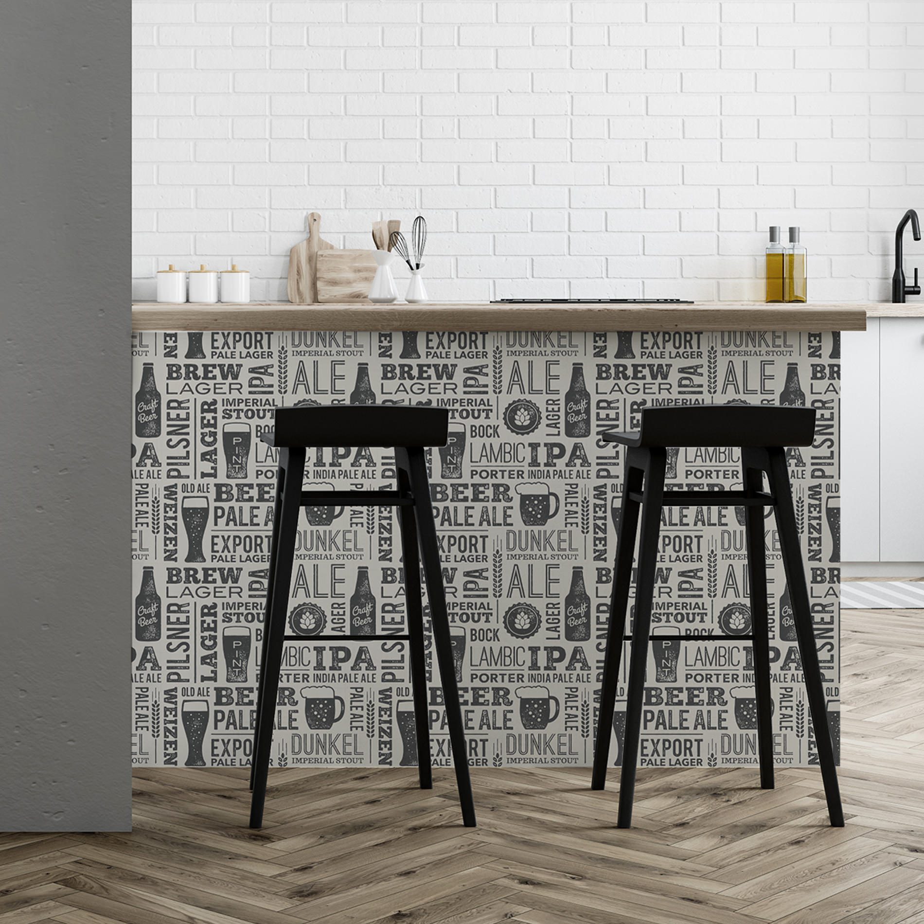 Papel de Parede Bar Cervejas Cozinha 57x270cm,Papel de Parede Bar Cervejas Cozinha 57x270cm