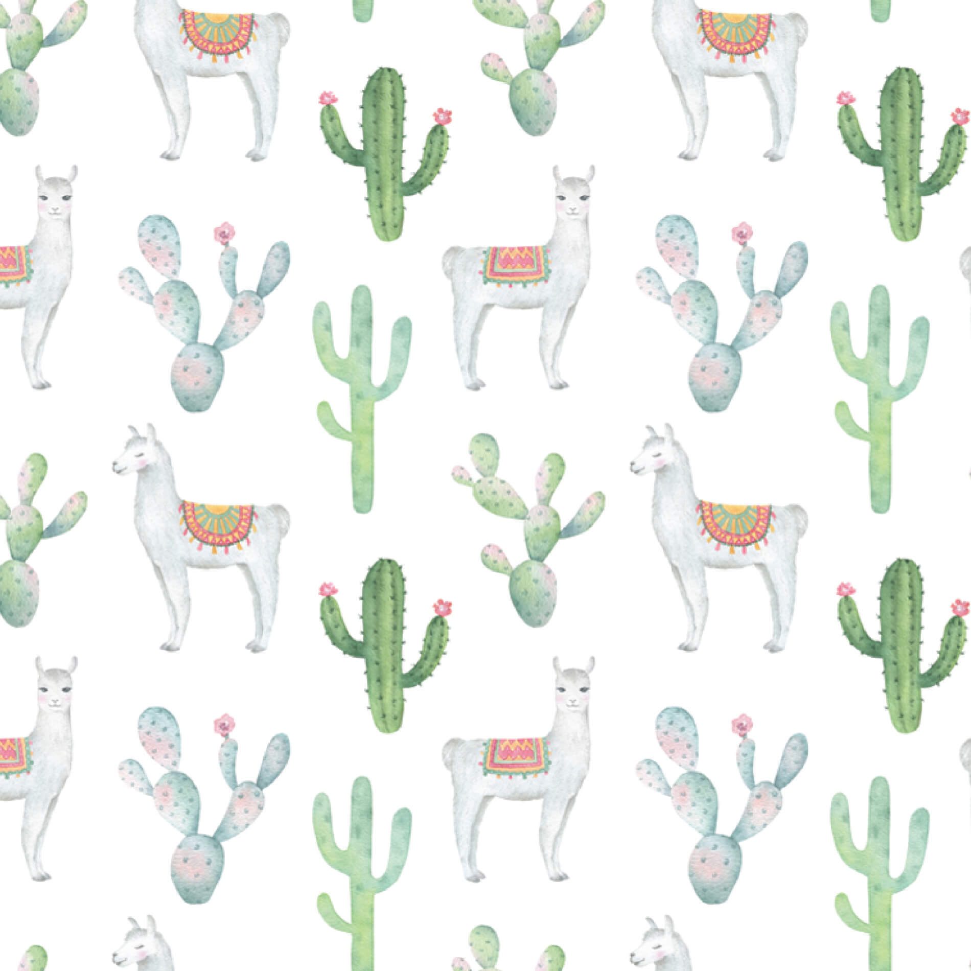 Papel de Parede Cactos e Lhama para Quarto Infantil