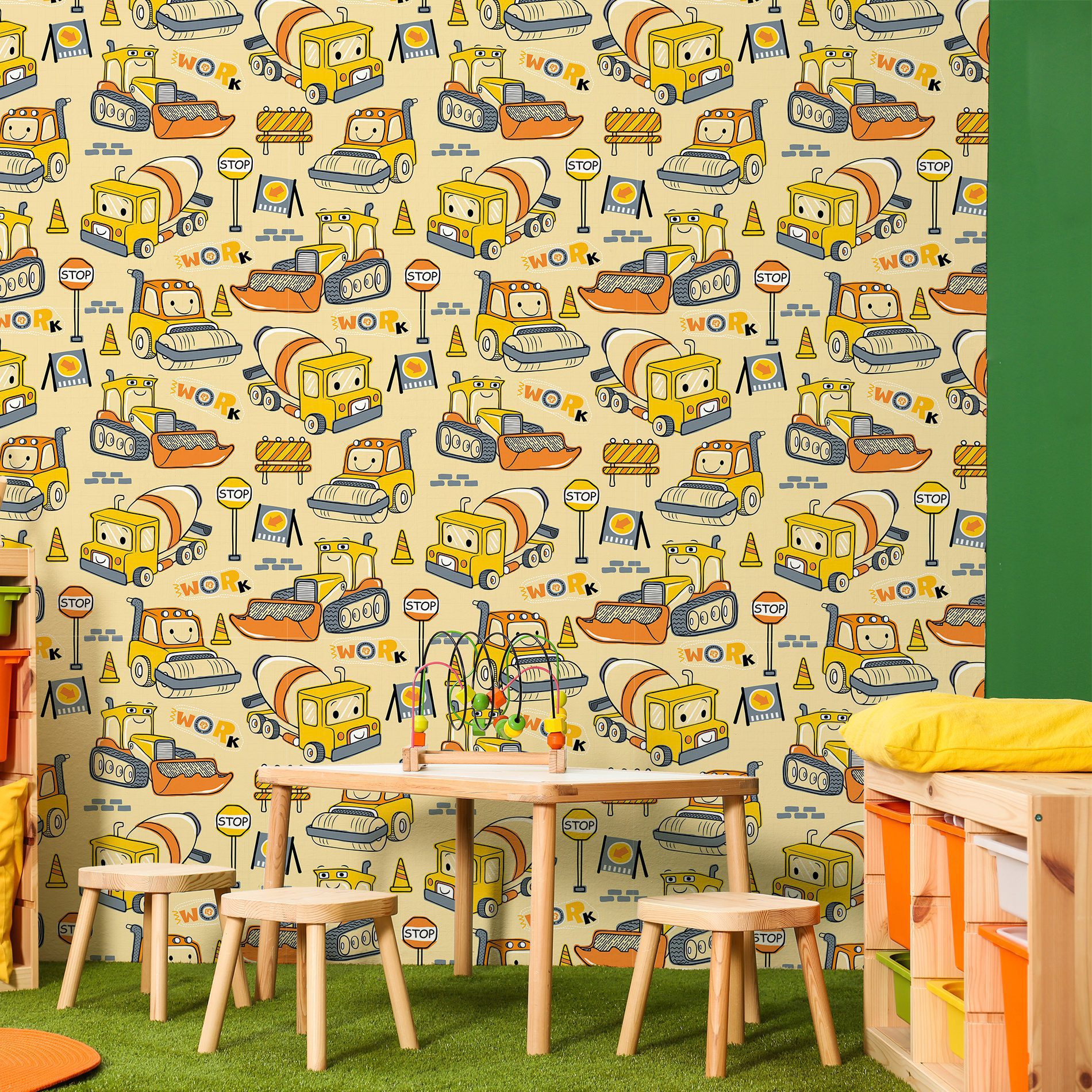 Papel de Parede Caminhão e Trator Construção 57x270cm,Papel de Parede Caminhão e Trator Construção 57x270cm