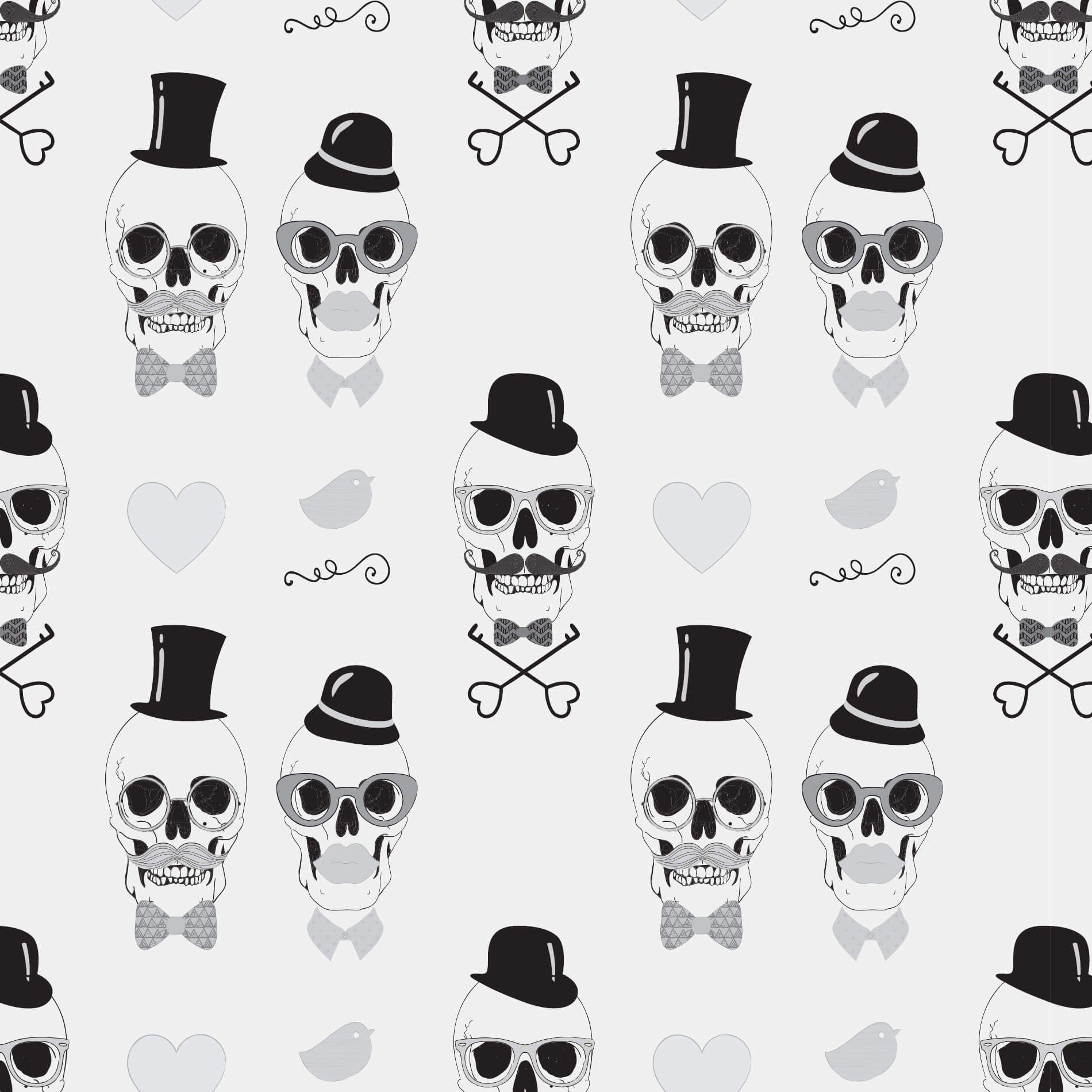 papel de parede preto e branco caveira