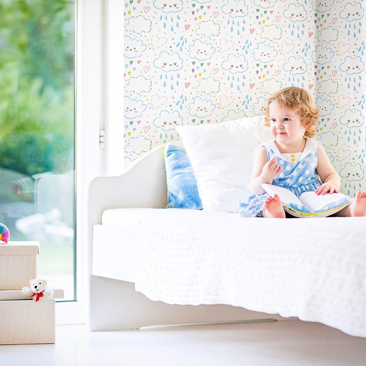 Papel de Parede Chuva de Amor para Quarto Infantil 57x270cm