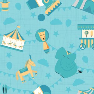 Papel de Parede Circo Infantil Azul Turquesa