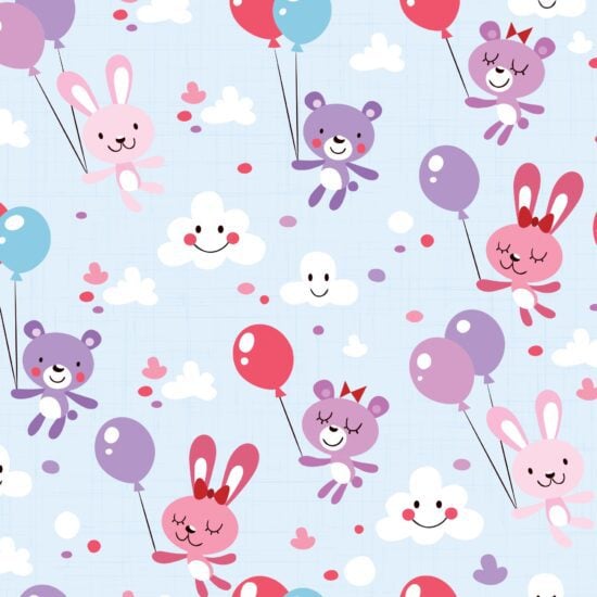 Papel de Parede Adesivo Urso e Coelha 2,70×0,57m