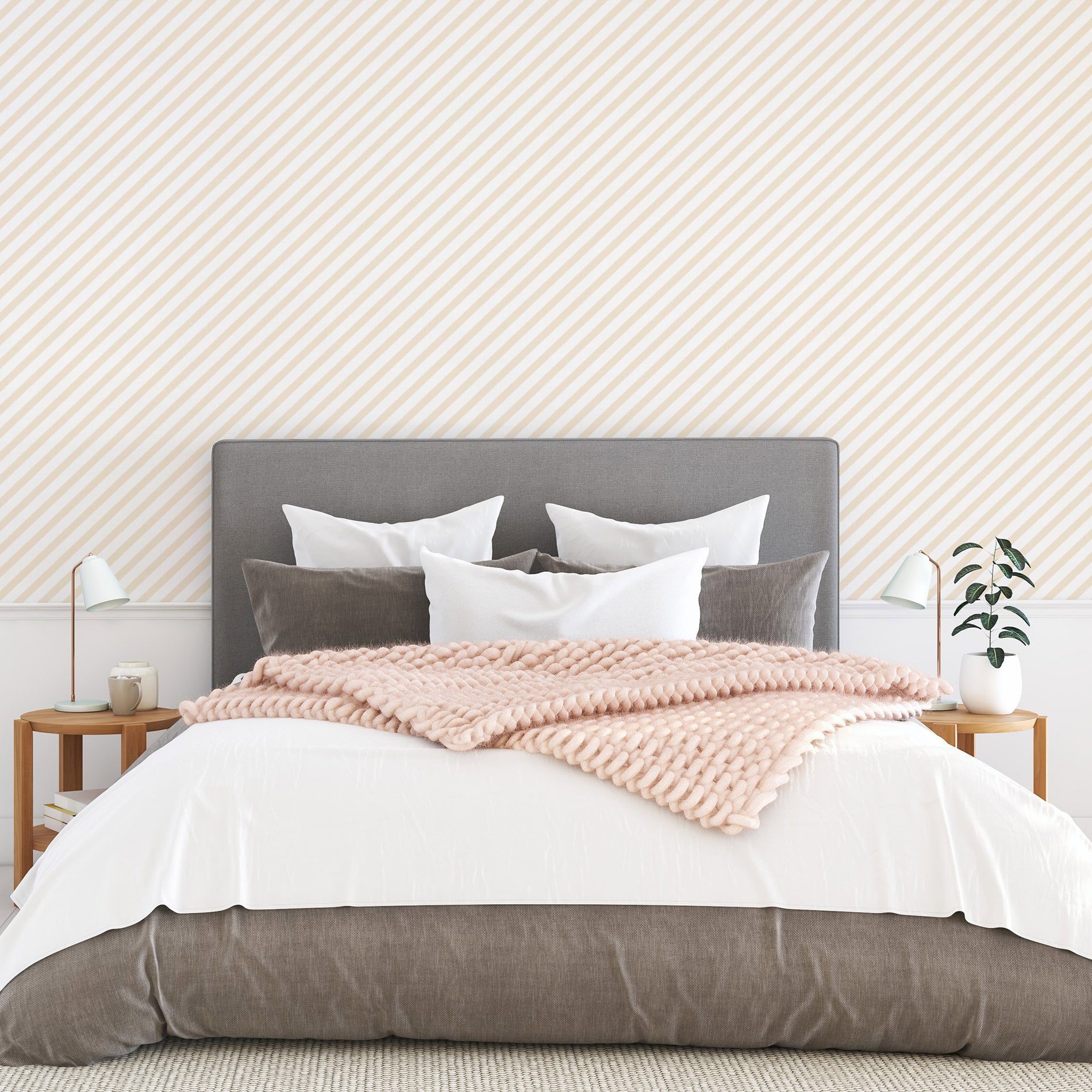 Papel de Parede Adesivo Listrado Bege