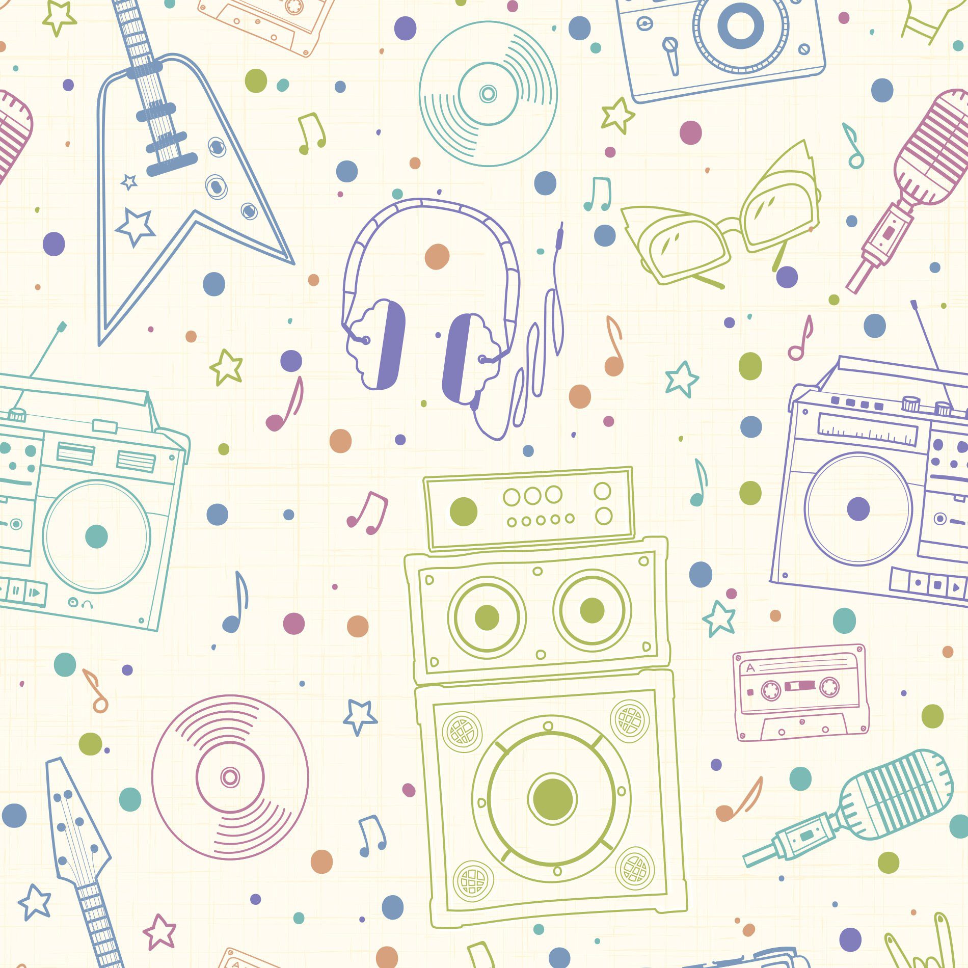 Papel de Parede Musica Vintage Adesivo
