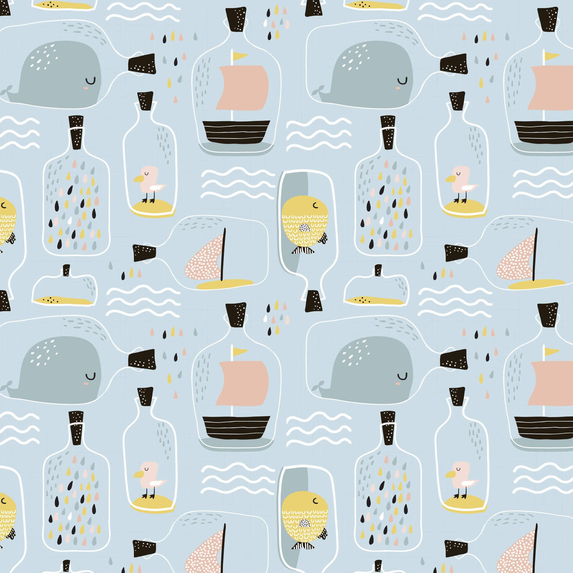 Papel de Parede Barco Oceano Baby Infantil