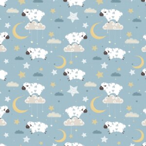 Papel de Parede Infantil Ovelhinhas e Lua