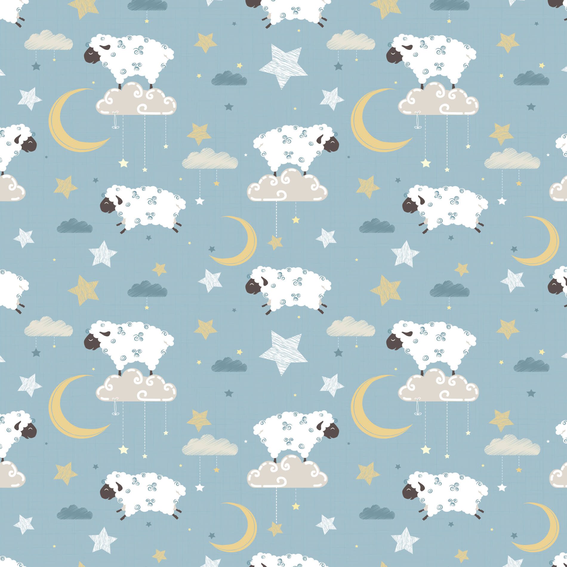 Papel de Parede Infantil Ovelhinhas e Lua