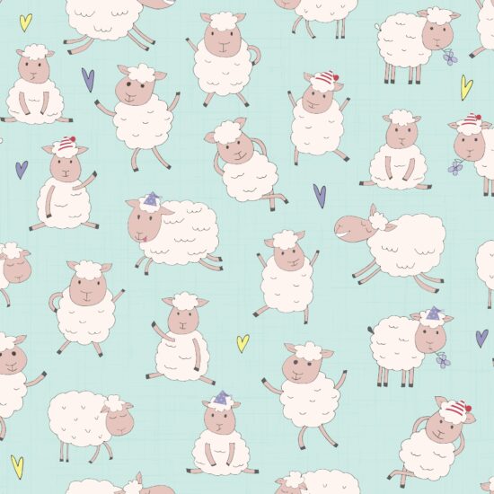 Papel de Parede Adesivo Infantil para Quarto de Bebê Ovelhas 2,70×0,57m