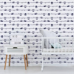 Papel de Parede Ursinho Panda Preto e Branco 57x270cm,Papel de Parede Ursinho Panda Preto e Branco 57x270cm
