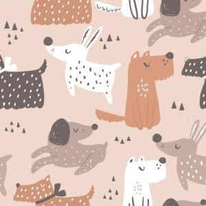 Papel de Parede Cachorros Decoração Escandinava 57x270cm