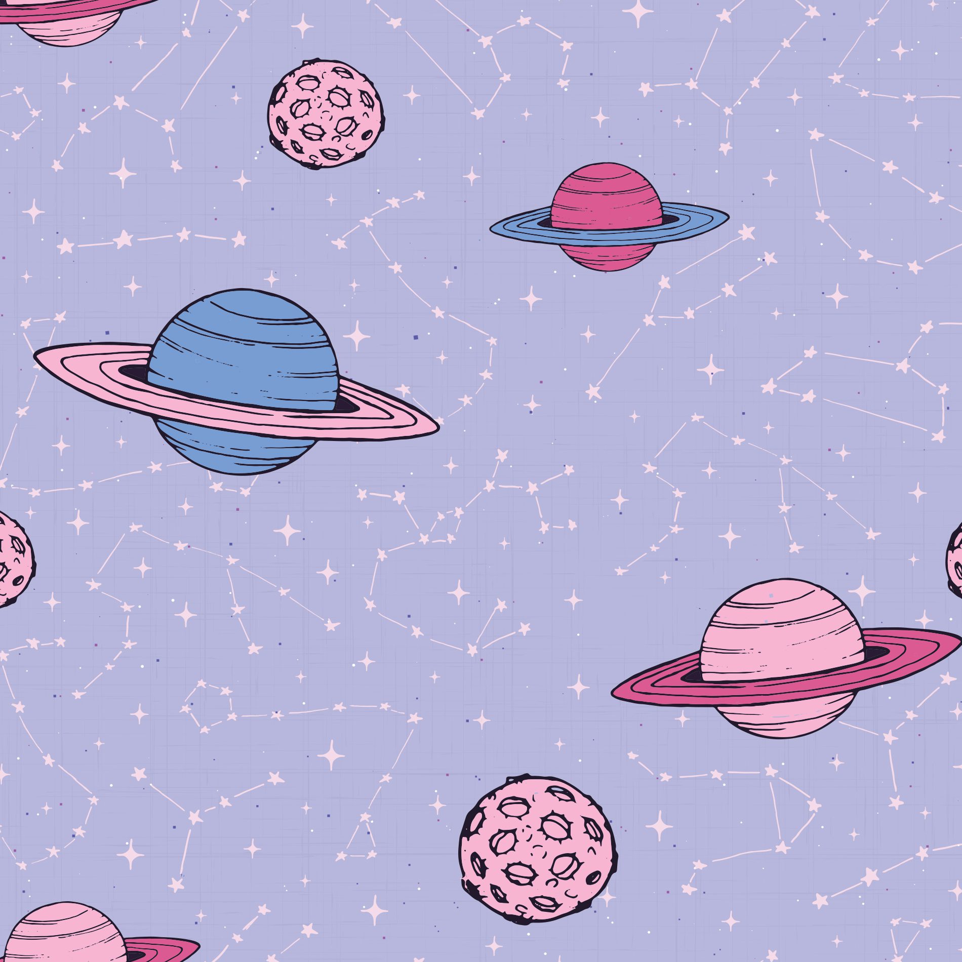 Papel de Parede Espaço Planetas para Quarto Menina