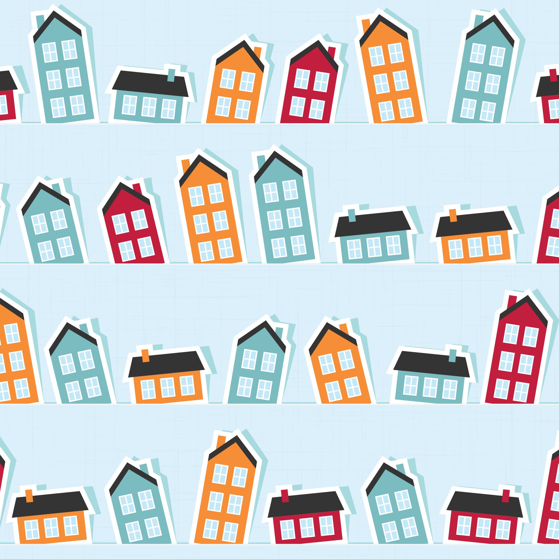 Papel de Parede para Quarto Infantil Casinhas