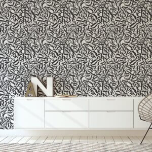 Papel de Parede Preto e Branco Letras Types 57x270cm,Papel de Parede Preto e Branco Letras Types 57x270cm