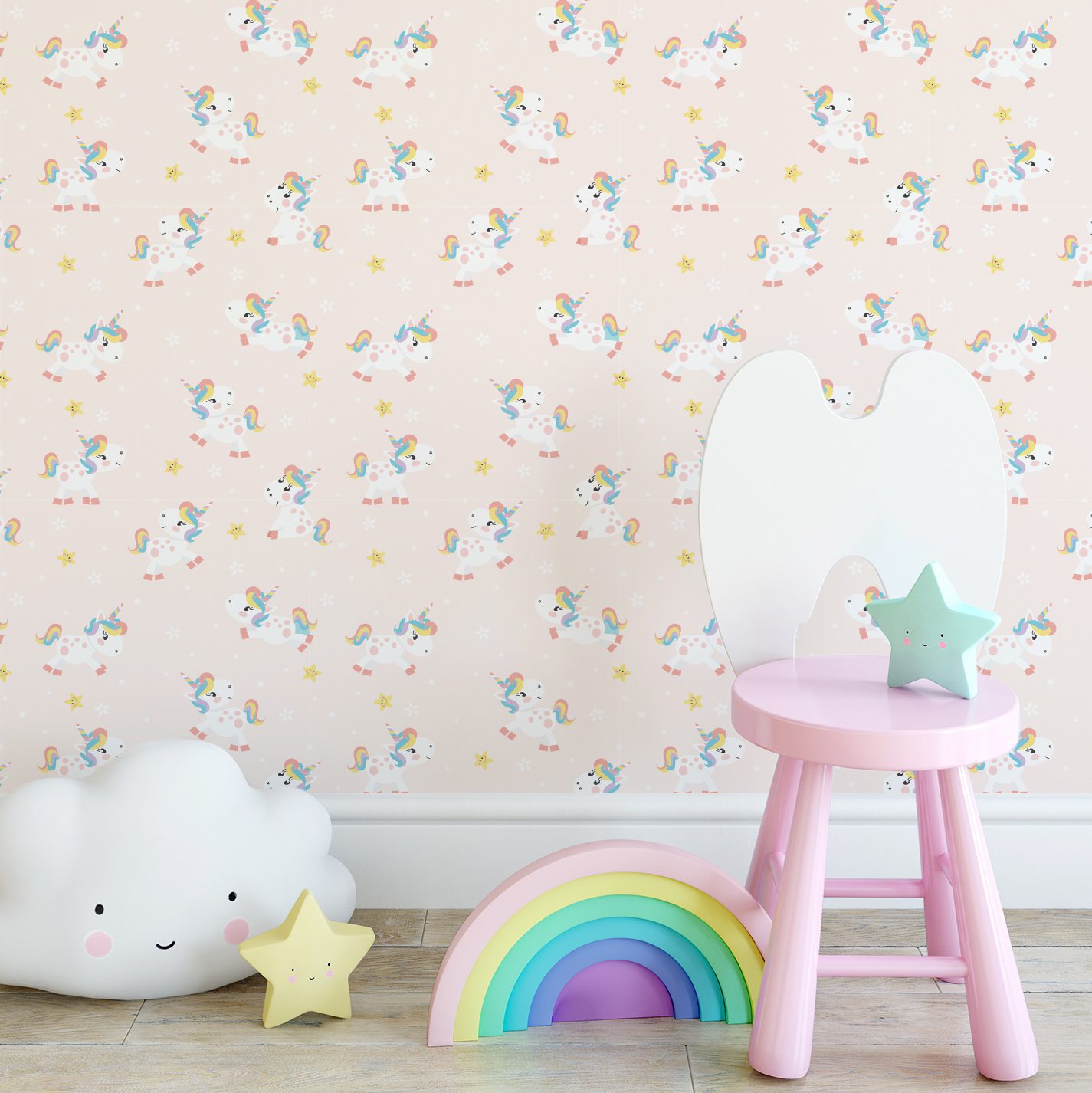 Papel de Parede Unicórnio Baby 57x270cm,Papel de Parede Unicórnio Baby 57x270cm