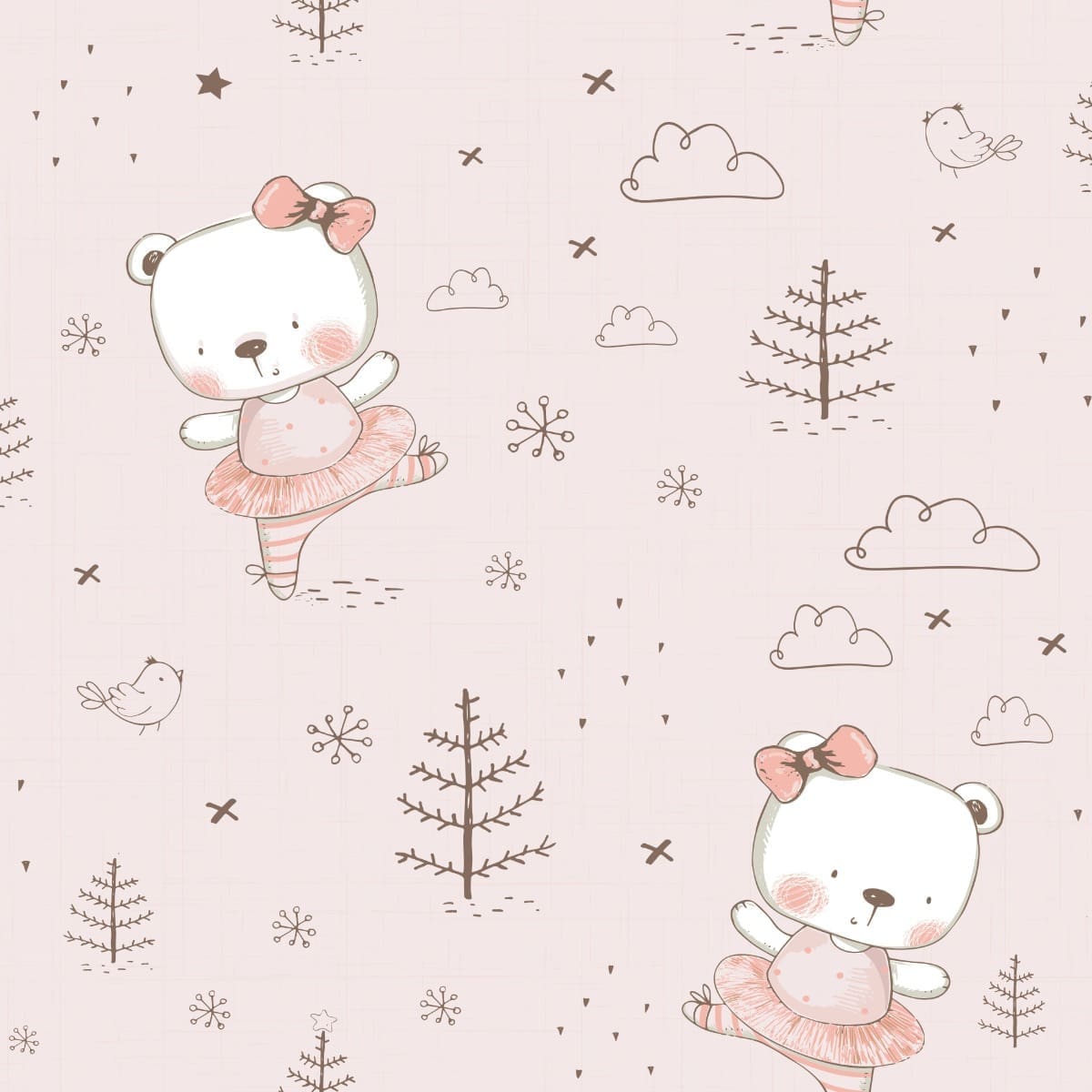 Papel de Parede Ursa Bailarina Infantil 57x270cm