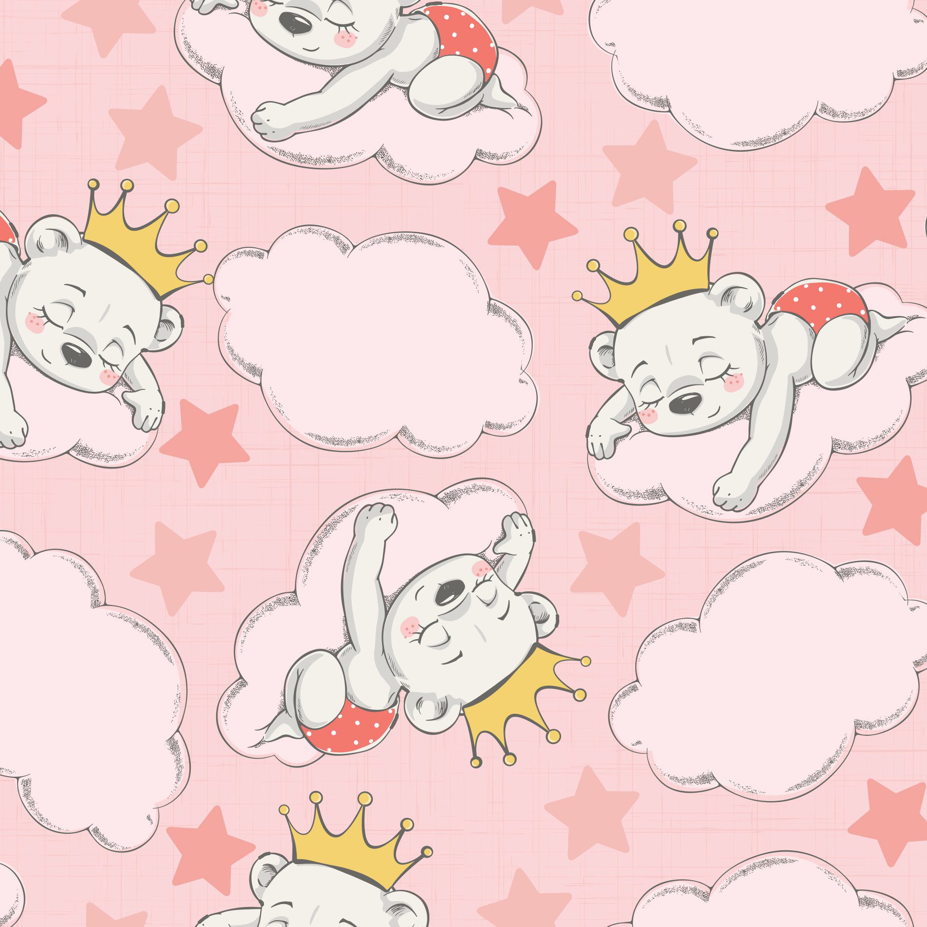 Papel de Parede Infantil Ursinha Princesa 