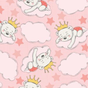 Papel de Parede Infantil Ursinha Princesa