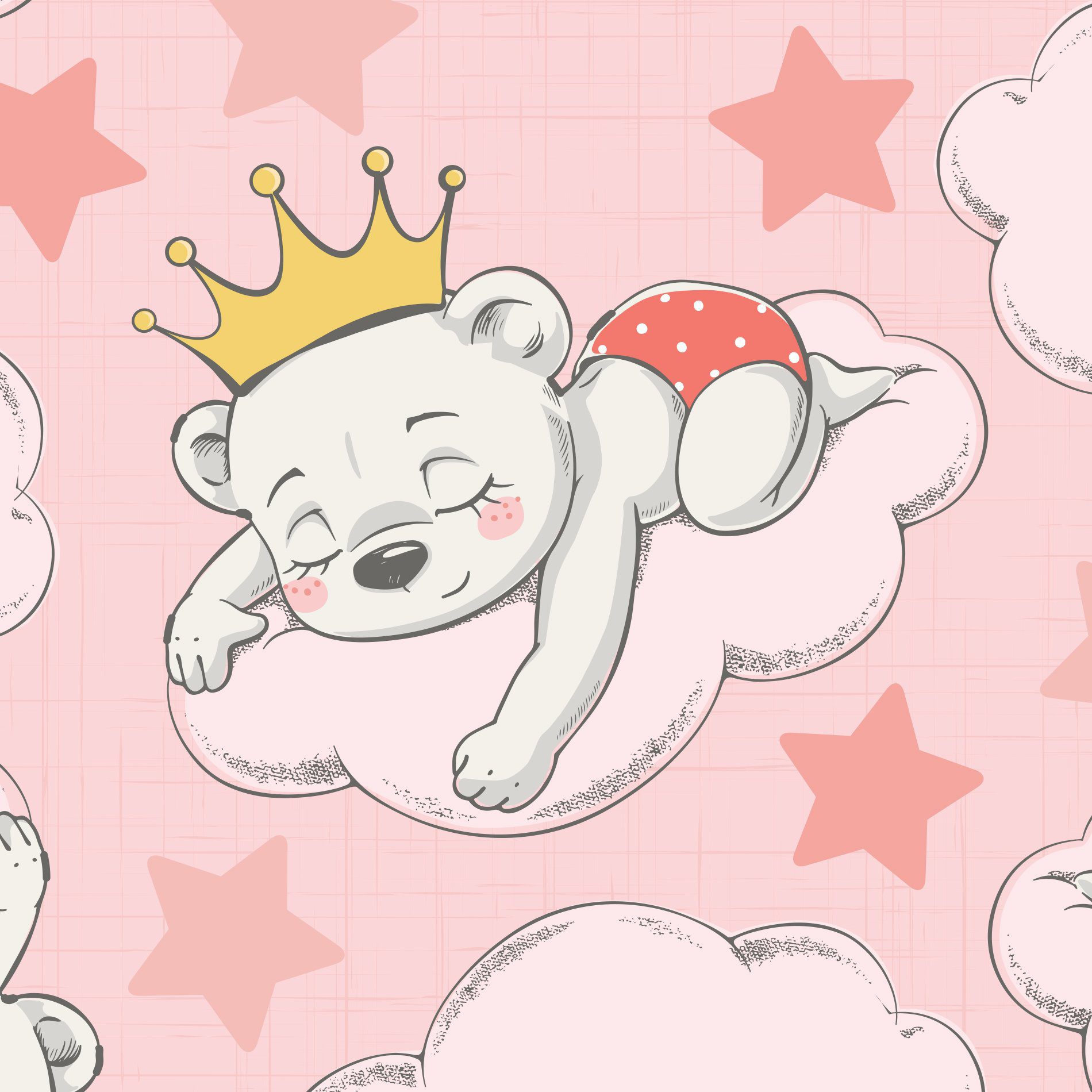 Papel de Parede Infantil Ursinha Princesa